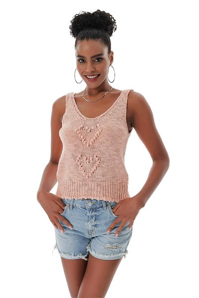 CHUBA Women's Cotton V-Neck Knitwear Athlete Salmon 23s1005