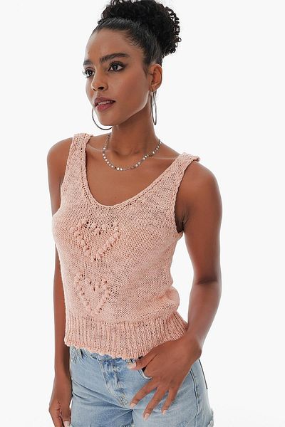 CHUBA Women's Cotton V-Neck Knitwear Athlete Salmon 23s1005