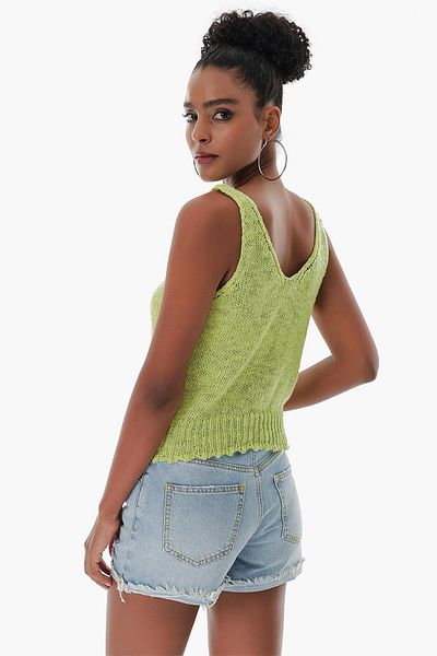 CHUBA Women's Cotton V-Neck Knitwear Undershirt Green 23s1005