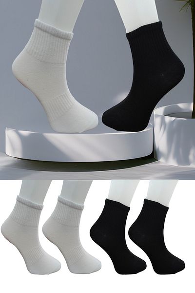 Leement socks Άνευ ραφής 4 ζευγάρια επίπεδες αθλητικές κάλτσες μεσαίου μεγέθους