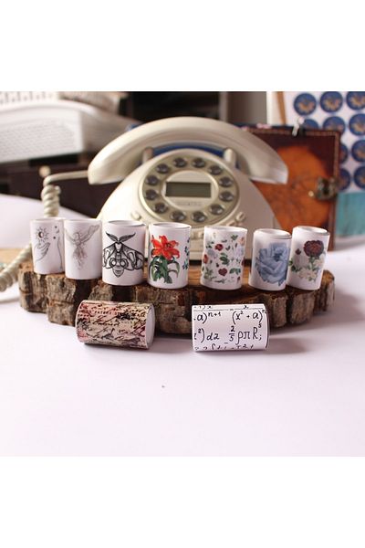 baddin aksesuar Giant Roller Sticker 9Pcs Journal Sticker Tape Vintage Flower Tape Tape Bullet Journal