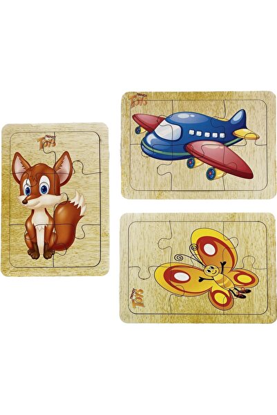Trendy Toys Ahşap Puzzle Ilk Yapbozum 3 Adet 6 Parçalı 18x11cm