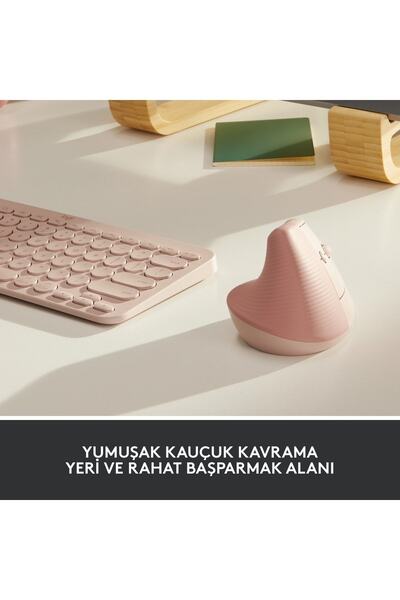 logitech Lift Kablosuz Ergonomik Dikey Rose Mouse 910-006478