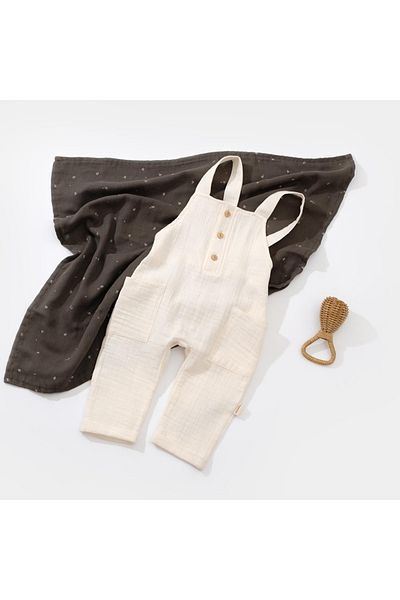 BabyCosy Organic Muslin Pocketed Salopet Baby Jumpsuit