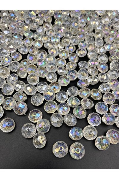 Hedef Bijuteri 12mm Basık Şeffaf Renk Janjanlı Akrilik Boncuk,parlak Takı, Ça...