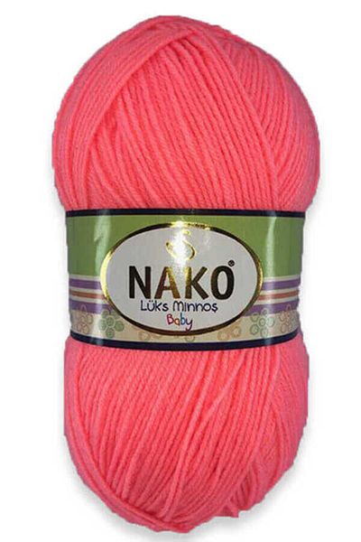 NAKO Luxury Minnoş 11157 5 Pieces Hand Knitting Thread Neon Coral