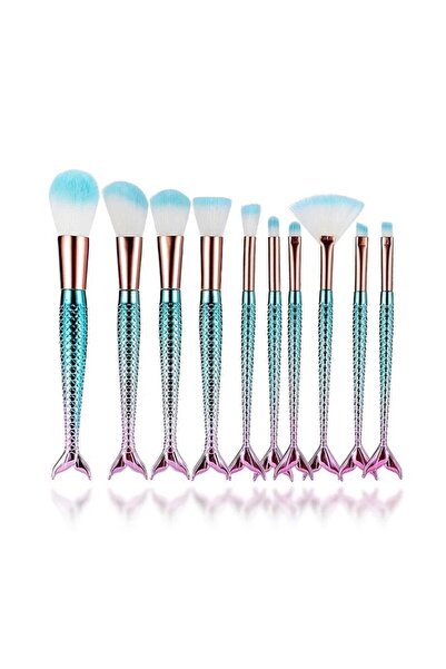 ROWENAROSE 10lu Balık Fırça Seti Parlak Ambalaj Mavi Ve Mor Renk