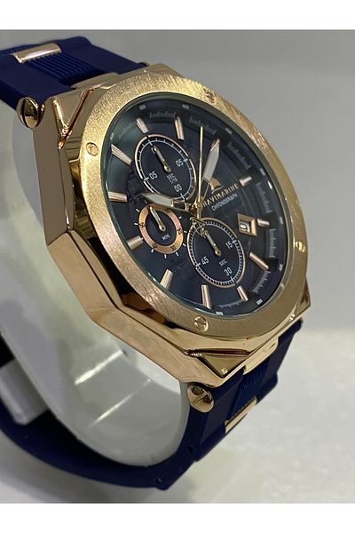 Navimarine Rose Gold & Navy Blue Nano Silicone Cord Choronograph Special Series 46 Mm