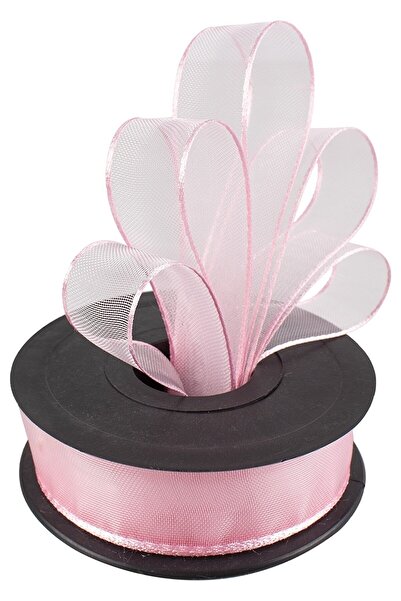 ecrin tuhafiye hobi Pembe Şifon Kurdele En 2.5 cm Boy 20 Metre