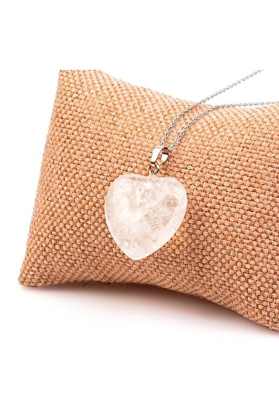 Mıçı Natural Stone Crystal Quartz Heart Necklace for Women with Natural Stone...