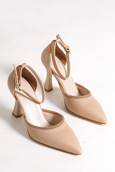 Modabuymus Topez Nude Stiletto Evening Dress Stoned Heeled Shoes