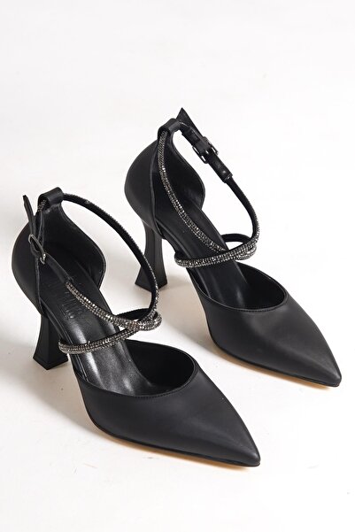 Modabuymus Kalice Black Stoned Stiletto Evening Dress Heeled Shoes