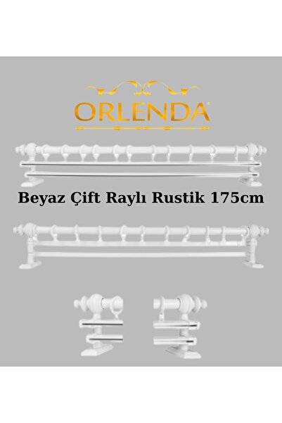 Orlenda Suport pentru perdele rustic din aluminiu cu cap din lemn, șină dublă...
