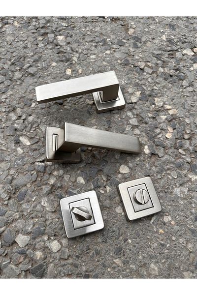 ARON Sofuoğlu Lüx Orkide Inox Stainless Square Rosette (BATH & WC) Door Handle Aluminum / Steel