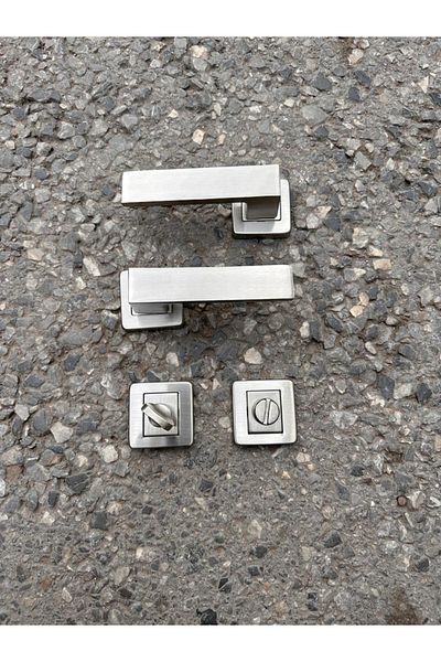 ARON Sofuoğlu Lüx Orkide Inox Stainless Square Rosette (BATH & WC) Door Handle Aluminum / Steel
