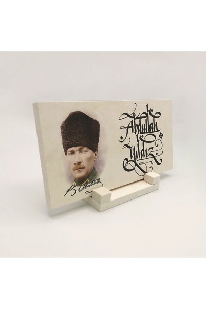 Sadrazam Desktop Nameplate Written on Natural Stone with Traditional Calligraphy