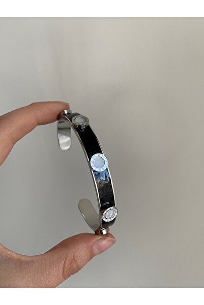 Owentis مشبك Phellos من الفولاذ المقاوم للصدأ باللون الفضي والأسود - لا يبهت -