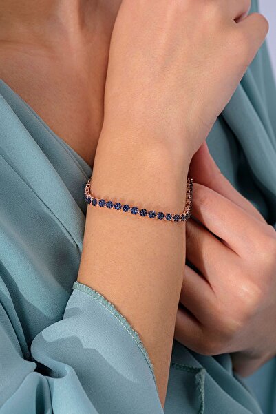 Gümüş Çadırım Gümüş Lacivert Taşlı Su Yolu Bileklik