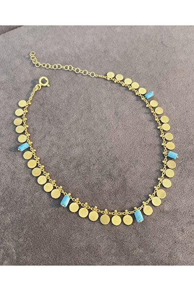 emy by emel luxury silver jewelry Halhal Turkuaz Taşlı Pullu Altın Kaplama 92...