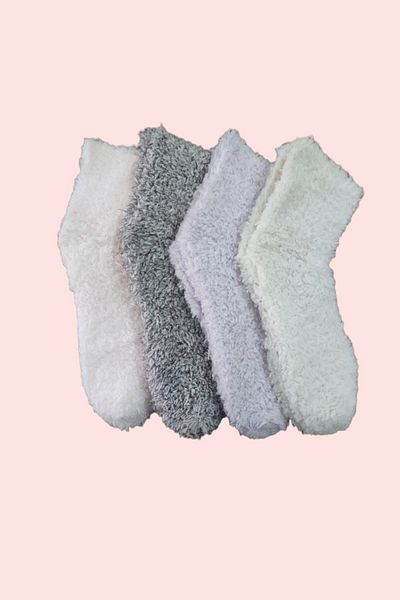 Leement socks 4 чифта плюшени чорапи за сън, цветни, половин чорапи, Welsoft