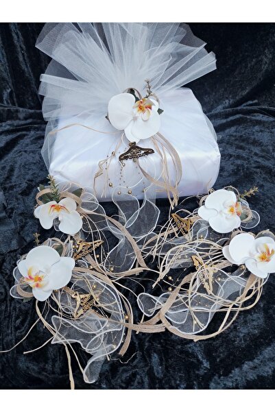 ecrin tuhafiye hobi Pratik 5'li Orkide Gelin Bohça Süsü Seti