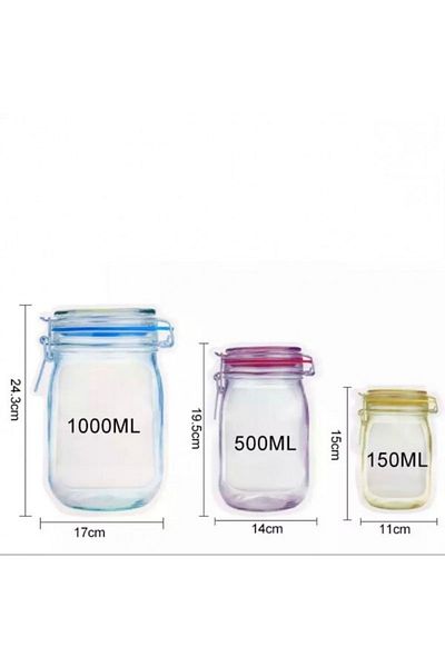 Dream Plus 3-Piece Small Medium Large Jar Appearance Ziplock Plastic Storage Bag