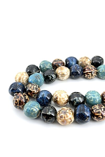 Selvi Konsept Otantik Seramik Takı Boncuğu Yuvarlak Karışık Renkli 20 Mm 5 Adet