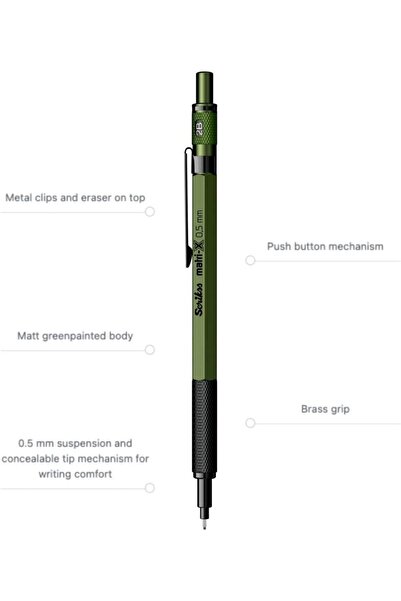 Scrikss Matri-x Versatil 0.5 Mm Haki Yeşil Şeffaf Kutu