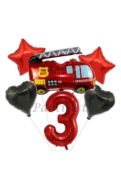 Parti Station Fire Department Balloon Set Fireman Foil Balloon Set Concept Birthday Set Age Balloon