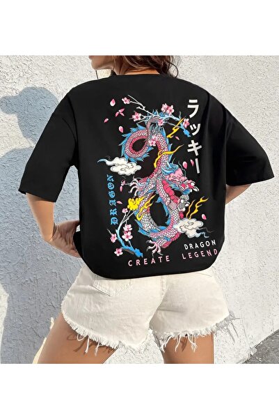 trendgar Πολύχρωμο μπλουζάκι με στάμπα στην πλάτη