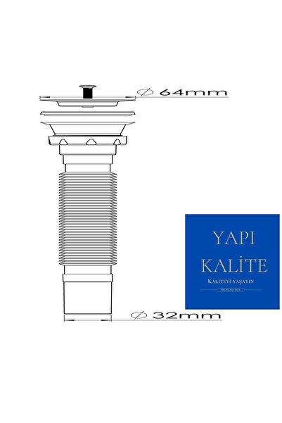 YAPI KALİTE Koruklu Lavobo Mutfak Ve Banyo Için Sıfon Koku Önleyıcı Lavabo Gıder Borusu Saglam Ve Kalıtelı