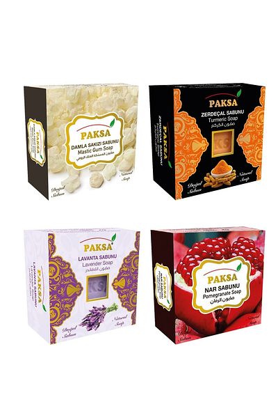 paksa صابون بالقطرات والكركم واللافندر والرمان (4 قطع)