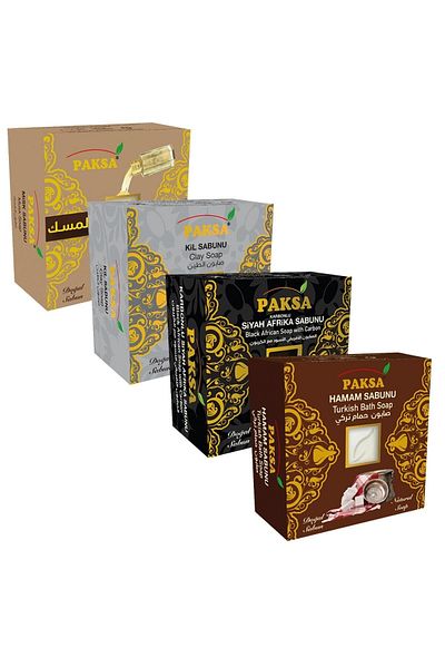 paksa مسك، طين، أسود أفريقي، صابون حمام (4 قطع)