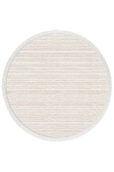 İpek Mekik Halı Sardes 6113a Yuvarlak Yumuşak Dokulu Modern Ve Geleneksel Des...