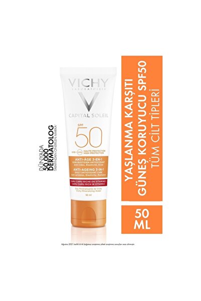 Vichy Capital Soleil Spf 50 Anti Age- Yaşlanma Karşıtı Yüz Için Güneş Kremi 50 Ml