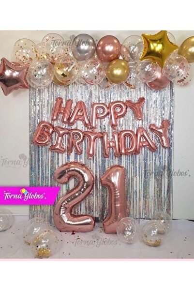 MFM Party 21 Year Old Number Rose Foil Balloon Birthday Set