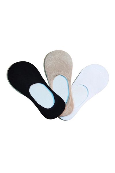 Leement socks Комплект от 3 бамбукови силиконови балерини невидими чорапи