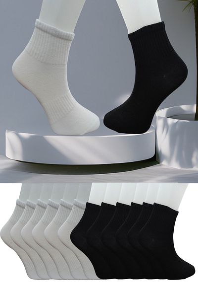 Leement socks Άνευ ραφής 12 ζευγάρια επίπεδες μεσαίες αθλητικές κάλτσες