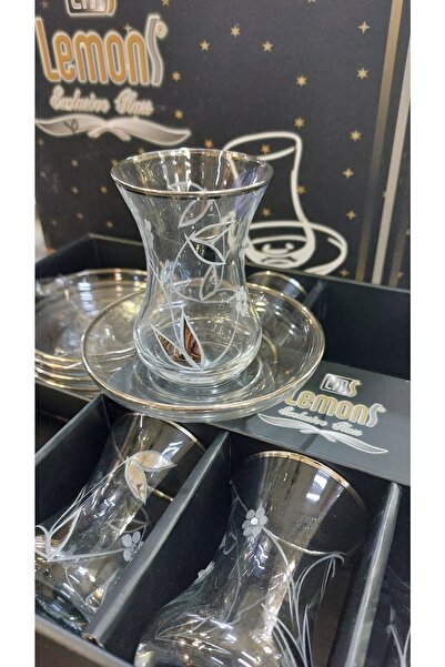 Lemons Zambak Lüx 12 Parça Yaldızlı Taşlı Çay Seti