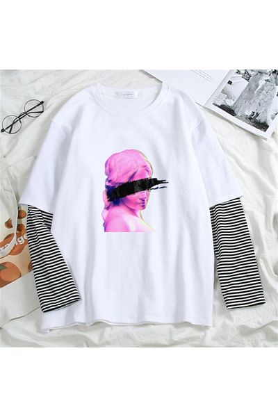 Touz Λευκό μπλουζάκι Unisex - Eyeless Art Printed, Fake Sleeves