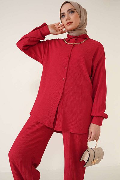 Bigdart T5858 Costum Dublu Hijab Tricotat - Roșu