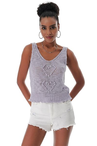 CHUBA Tricot de damă din bumbac cu decolteu în V Liliac 23s1005