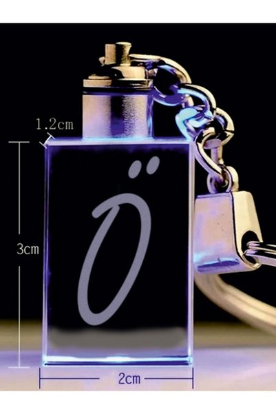 MERTKRİSTAL Letter Ö Keychain, Letter Keychain, Glass Embroidered Keychain