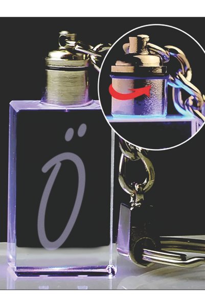 MERTKRİSTAL Letter Ö Keychain, Letter Keychain, Glass Embroidered Keychain