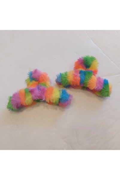 Tunngoo Gökkuşağı Desenli Kıstırgaçlı Peluş 2 Li Yetişkin Toka Seti