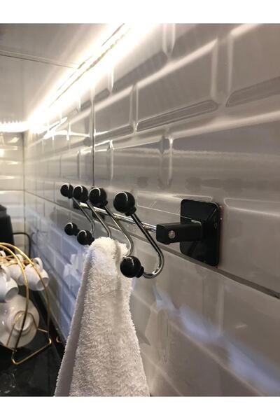 BUSEMSİ HOME 4'lü Kendinden Yapışkanlı Kapı Duvar Askılığı / Krom