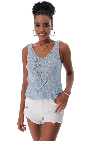CHUBA Tricot de damă, bumbac, cu decolteu în V, albastru 23s1005