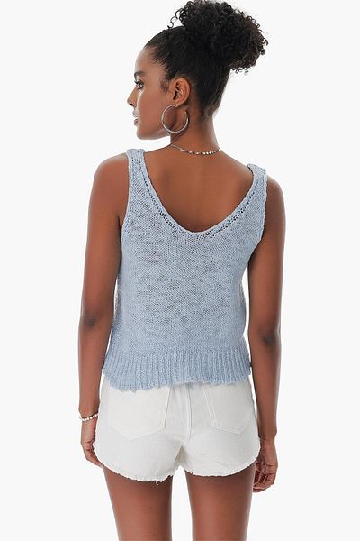CHUBA Tricot de damă, bumbac, cu decolteu în V, albastru 23s1005