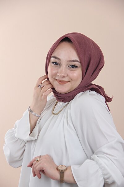 Sima Gül Kurusu Flamlı Düz Eşarp