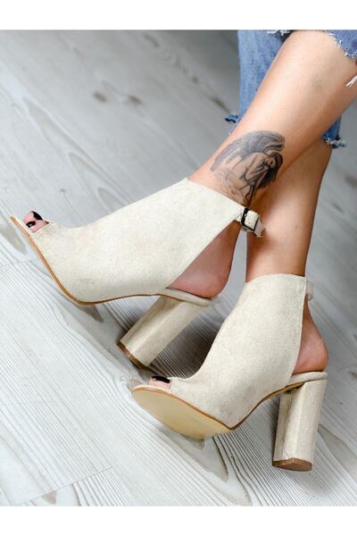 irmona Sandale Ally cu toc din piele întoarsă bej